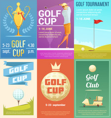 Golf Club 6 Retro Posters Set