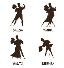 Dancing Couples Black Retro Cartoon  Icons 