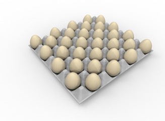 3d illustration of egg crate. white background isolated. icon for game web.