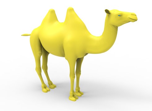 3d illustration of yellow camel. white background isolated. icon for game web.