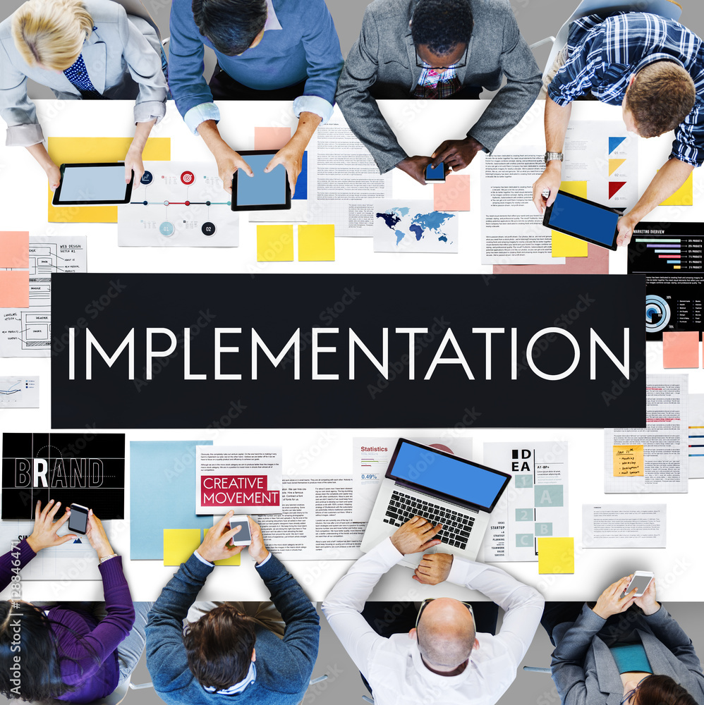 Poster implementation accomplish installing perform concept