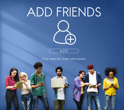 Add Friends Social Media Graphic Concept