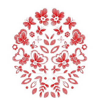 Floral design , embroidery pattern. Colorful vector illustration hand drawn. Fantasy flowers leaves and butterflies. T-shirt designs.