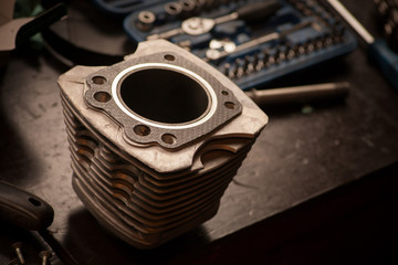 Obraz premium Motorcycle air-cooled cylinder