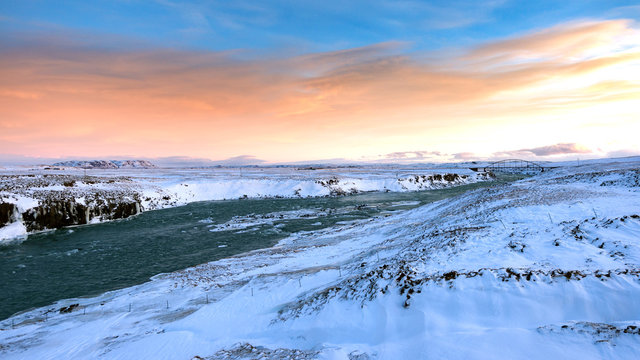Sunrise at winter iceland