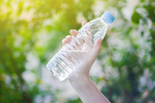 Water Bottle In Hot Summer Day