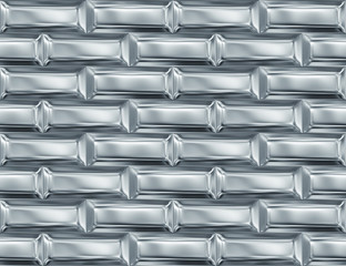 Seamless pattern with silver ingots or silver bullions bars, abstract metallic background.