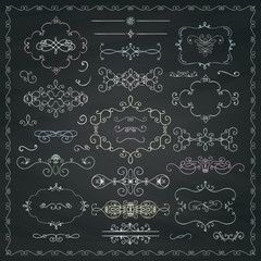 Chalk Drawing Decorative Doodle Design Elements