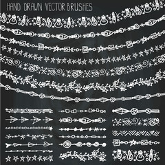 Winter garland brushes.Christmas doodle set.Chalkboard