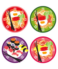 spicy noodles doodle vector