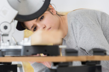 checking the drop saw