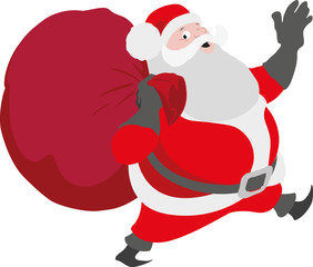 Santa Claus bringing the red sack with full of gifts