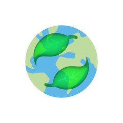 Vector image of the globe with leaves