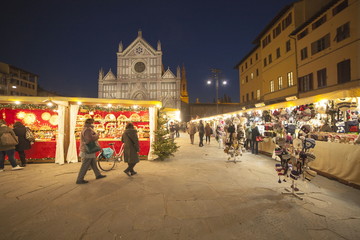 Italia,Toscana,Firenze,piazza Santa Croce, mercatino di Natale