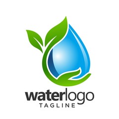 Obraz premium water logo vector