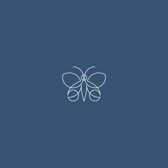 Simple Line Butterfly Shape Logo Template