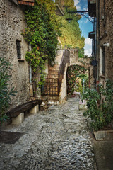 Narrow street in the old France village