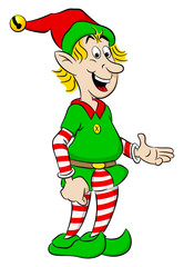 Cartoon Weihnachts Wichtel auf weißem Hintergrund 