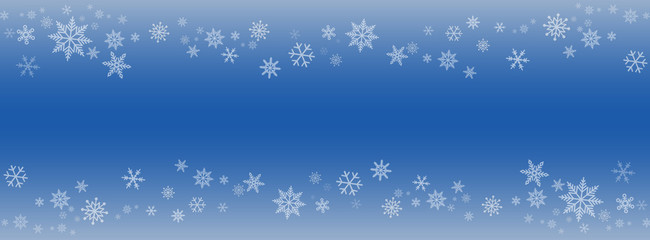 snowflakes banner on blue background  - obrazy, fototapety, plakaty