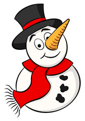 Cartoon Schneemann auf weißem Hintergrund 