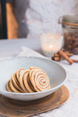 Homemade cinnamon roll cookies - delicious treat for winter holiday season.