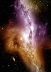 Stars, dust and gas nebula in a far galaxy