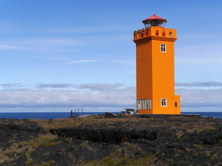 Leuchtturm Svörtuloft auf der Halbinsel Snæfellsnes auf Island