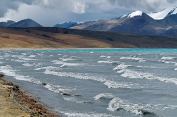 The sacred lake Rakshas in Tibet, in which, according to the leg