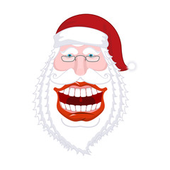 Chortle Santa Claus. Broad smile. large mouth. Merry Christmas o