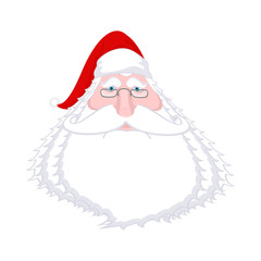 Santa Claus face isolated. Christmas Grandpa with white beard an