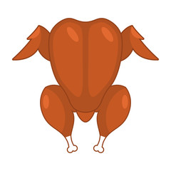 Roasted turkey top viwe isolated. Baked chicken isolated. Christ