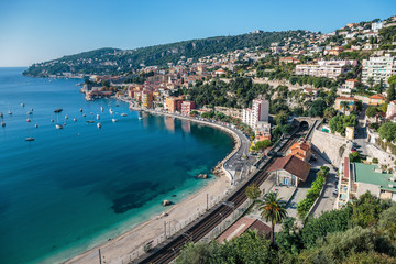 Fototapeta na wymiar Panoramic view of Cote d'Azur near the town of Villefranche-sur-