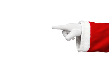 Santa Claus hand pointing, isolated on white background