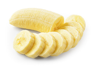 Banana. Heap of slice isolated on white. With clipping path.