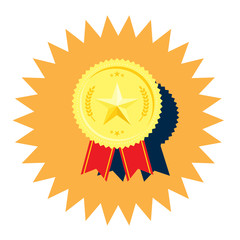 Golden medal with star vector