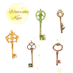 Set of watercolor keys