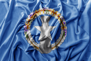 Ruffled waving Northerm Mariana Islands flag
