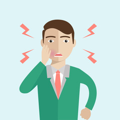 Man with Toothache vector flat cartoon illustration