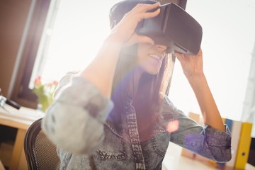 Woman using virtual reality headset