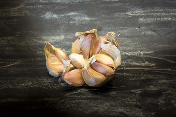 Garlic. Fresh garlic, organic food. Vegetarian concept.