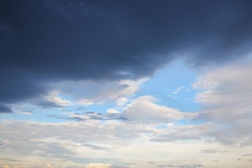 Obraz premium blue sky and big cloud with covered raincloud beautiful in nature
