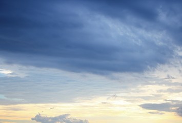 Obraz premium blue sky and big cloud with covered raincloud beautiful in nature