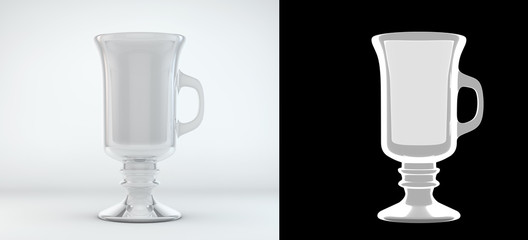 Empty latte glass isolated on white 3d render with an alpha chan