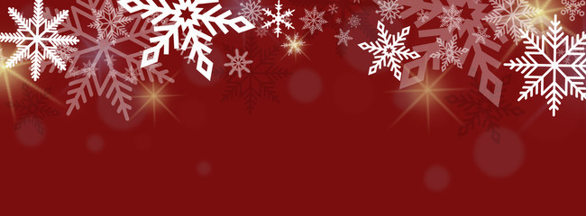 snowflakes banner on red background 