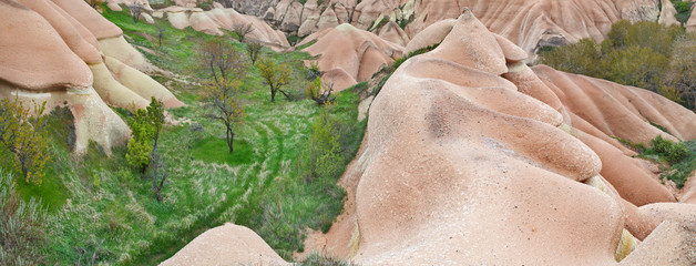 Freakish hills from tufa in Zemi's canyon in Cappadocia.