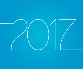 Happy New Year, number 2017 isolated on blue background, greetin