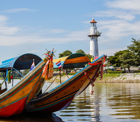 Fototapeta na wymiar Longtail boat in river of Thailand