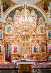Fototapeta na wymiar sacred photo of beautiful church with gilded icons