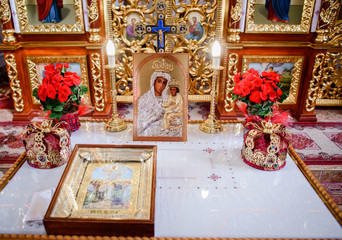 Obraz premium sacred photo of beautiful church with gilded icons
