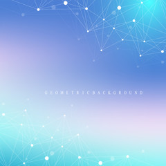 Geometric graphic background molecule and communication. Big data complex with compounds. Perspective backdrop. Minimal array Big data. Digital data visualization. Scientific vector illustration.